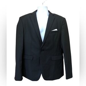 Mogu Men’s Slim Fit Suit Jacket Sport Coat Size 40 Black One Button Notch Lapel